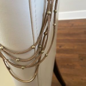 NWT! Meghan Browne Style suede layered necklace with brushed gold metal detail